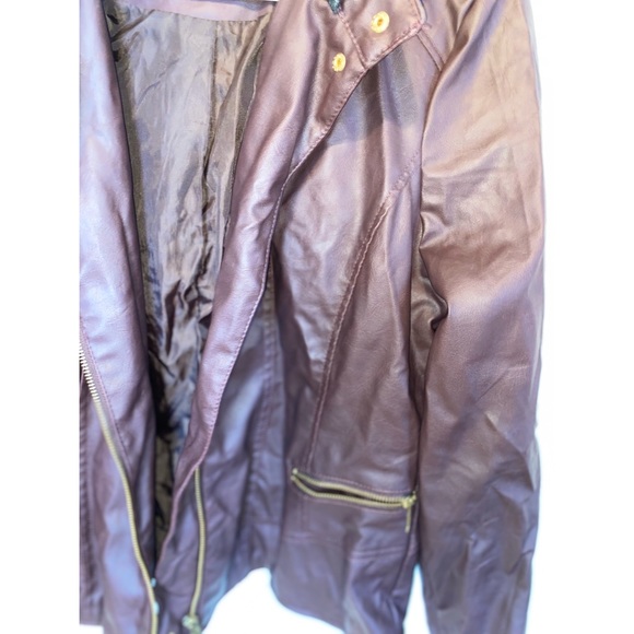 Wet Seal Brown Faux Leather Jacket with Hood size XL - Picture 3 of 4